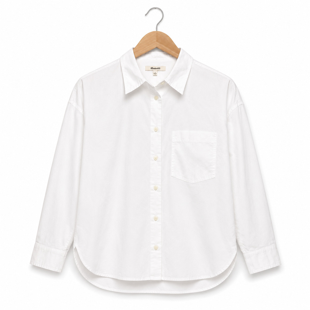 Madewell The Easy Shirt Womens Size Small White 100% Poplin Cotton Button Up NWT